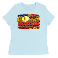 Baby Blue Western American Flag Softball Ladies Tee - LillyAllenDesigns