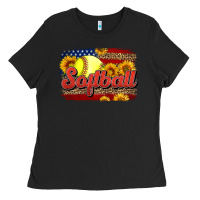 Black Western American Flag Softball Ladies Tee - LillyAllenDesigns