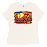 Bone Western American Flag Softball Ladies Tee - LillyAllenDesigns