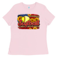 Bubblegum Pink Western American Flag Softball Ladies Tee - LillyAllenDesigns