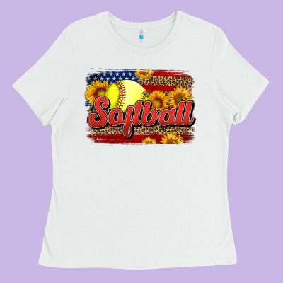 Western American Flag Softball Ladies Tee Designed By Lillyallendesigns