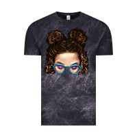 Cloud Black Messy Bun Mom And Glitter Glasses Vintage Tee - BundleAndBundleShop