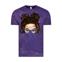 Cloud Purple Messy Bun Mom And Glitter Glasses Vintage Tee - BundleAndBundleShop