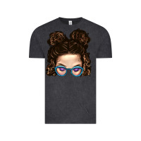 Vintage Black Messy Bun Mom And Glitter Glasses Vintage Tee - BundleAndBundleShop