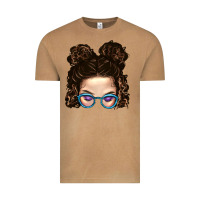 Vintage Camel Messy Bun Mom And Glitter Glasses Vintage Tee - BundleAndBundleShop