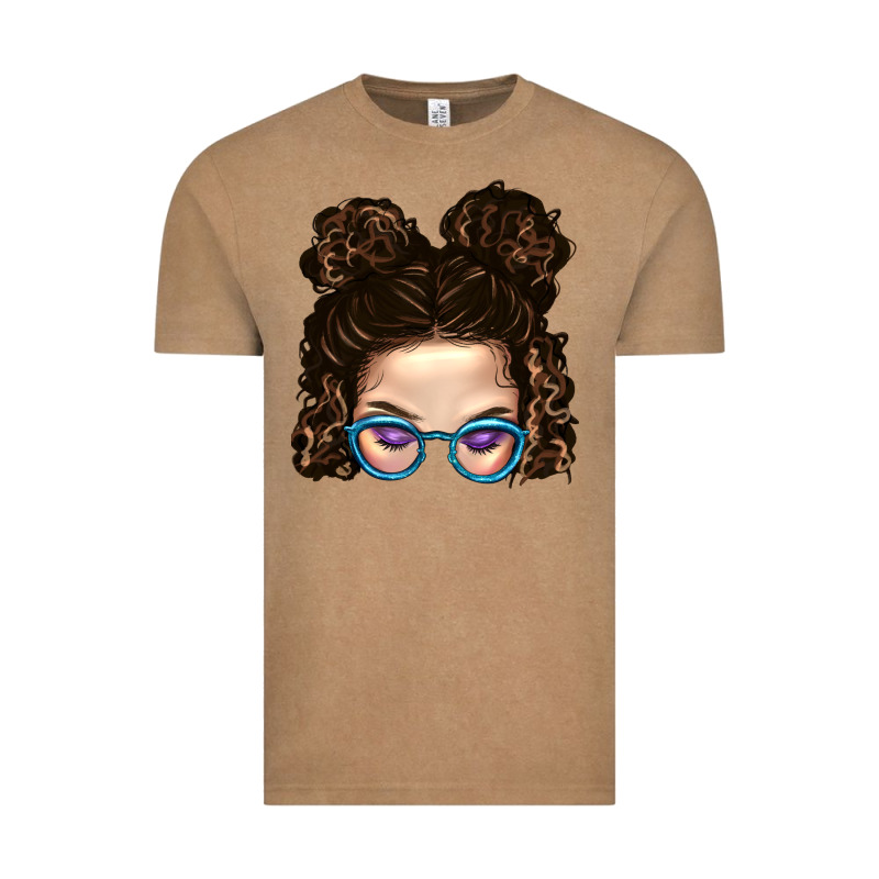 Messy Bun Mom And Glitter Glasses Vintage Tee by BundleAndBundleShop | Teevron