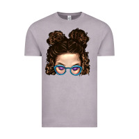 Vintage Zinc Messy Bun Mom And Glitter Glasses Vintage Tee - BundleAndBundleShop