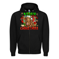 Black merry christmas cow Zipper Hoodie - CowGirlArtShop