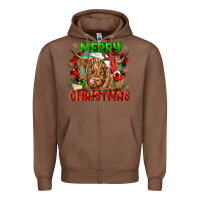 Chestnut merry christmas cow Zipper Hoodie - CowGirlArtShop