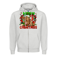 Dove Grey merry christmas cow Zipper Hoodie - CowGirlArtShop