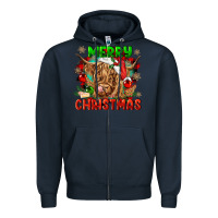 Navy merry christmas cow Zipper Hoodie - CowGirlArtShop