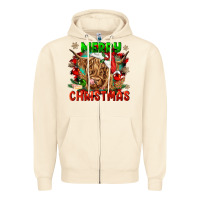 Sandshell merry christmas cow Zipper Hoodie - CowGirlArtShop