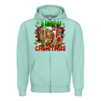 Seafoam merry christmas cow Zipper Hoodie - CowGirlArtShop