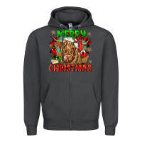 Smoke merry christmas cow Zipper Hoodie - CowGirlArtShop