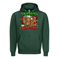 Sports Green merry christmas cow Zipper Hoodie - CowGirlArtShop