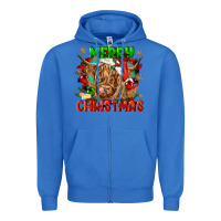 True Royal merry christmas cow Zipper Hoodie - CowGirlArtShop