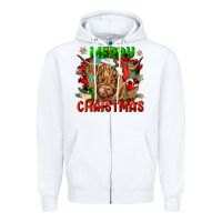 White merry christmas cow Zipper Hoodie - CowGirlArtShop