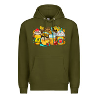 Army Green school bus coffee cups Premium Hoodie - OliviaCreatesArt