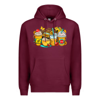 Burgundy school bus coffee cups Premium Hoodie - OliviaCreatesArt