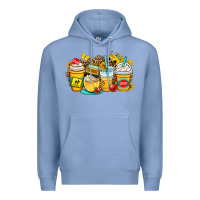 Colony Blue school bus coffee cups Premium Hoodie - OliviaCreatesArt