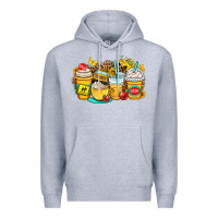 Heather Grey school bus coffee cups Premium Hoodie - OliviaCreatesArt