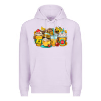 Lilac school bus coffee cups Premium Hoodie - OliviaCreatesArt