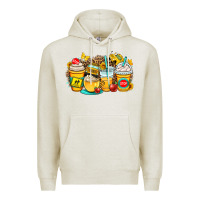Oatmeal Heather school bus coffee cups Premium Hoodie - OliviaCreatesArt
