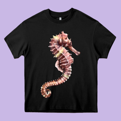 Pink Seahorse Heavy Core Tee Designed By Lillyallendesigns