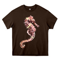 Chocolate Brown pink seahorse Heavy Core Tee - LillyAllenDesigns