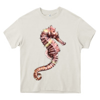 Cream pink seahorse Heavy Core Tee - LillyAllenDesigns