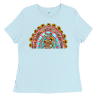 Baby Blue western easter rainbow Ladies Tee - Jasminsmagicworld