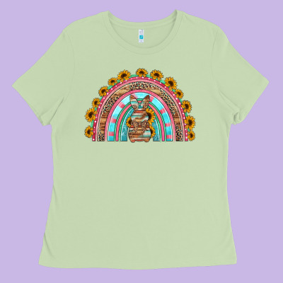 Western Easter Rainbow Ladies Tee Designed By Jasminsmagicworld