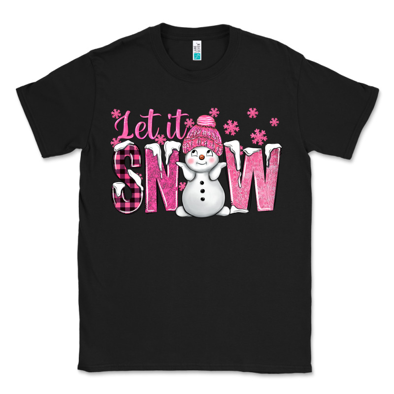 Pink Let It Snow With Cute Snowman Classic Tee by BundleAndBundleShop | Teevron