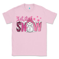 Bubblegum Pink Pink Let It Snow With Cute Snowman Classic Tee - BundleAndBundleShop