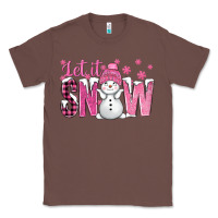 Chestnut Pink Let It Snow With Cute Snowman Classic Tee - BundleAndBundleShop