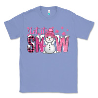 Colony Blue Pink Let It Snow With Cute Snowman Classic Tee - BundleAndBundleShop