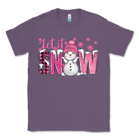 Lavender Pink Let It Snow With Cute Snowman Classic Tee - BundleAndBundleShop