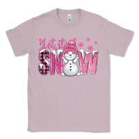 Lilac Pink Let It Snow With Cute Snowman Classic Tee - BundleAndBundleShop