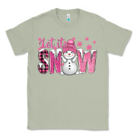Matcha Pink Let It Snow With Cute Snowman Classic Tee - BundleAndBundleShop