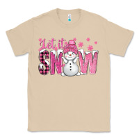 Mushroom Pink Let It Snow With Cute Snowman Classic Tee - BundleAndBundleShop