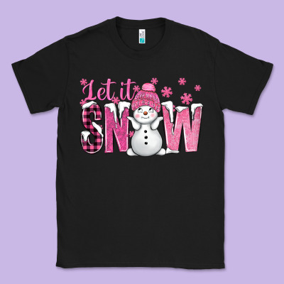 Pink Let It Snow With Cute Snowman Classic Tee Designed By Bundleandbundleshop