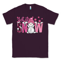 Plum Pink Let It Snow With Cute Snowman Classic Tee - BundleAndBundleShop