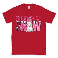 Red Pink Let It Snow With Cute Snowman Classic Tee - BundleAndBundleShop