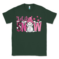 Sports Green Pink Let It Snow With Cute Snowman Classic Tee - BundleAndBundleShop