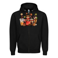 Black christmas reindeer coffee Zipper Hoodie - CowGirlArtShop