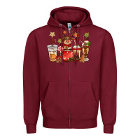 Burgundy christmas reindeer coffee Zipper Hoodie - CowGirlArtShop