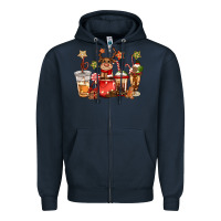 Navy christmas reindeer coffee Zipper Hoodie - CowGirlArtShop