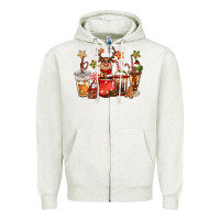 Oatmeal Heather christmas reindeer coffee Zipper Hoodie - CowGirlArtShop
