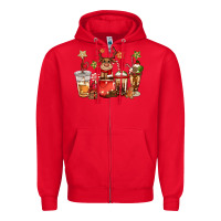 Red christmas reindeer coffee Zipper Hoodie - CowGirlArtShop