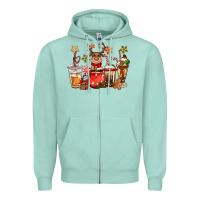 Seafoam christmas reindeer coffee Zipper Hoodie - CowGirlArtShop